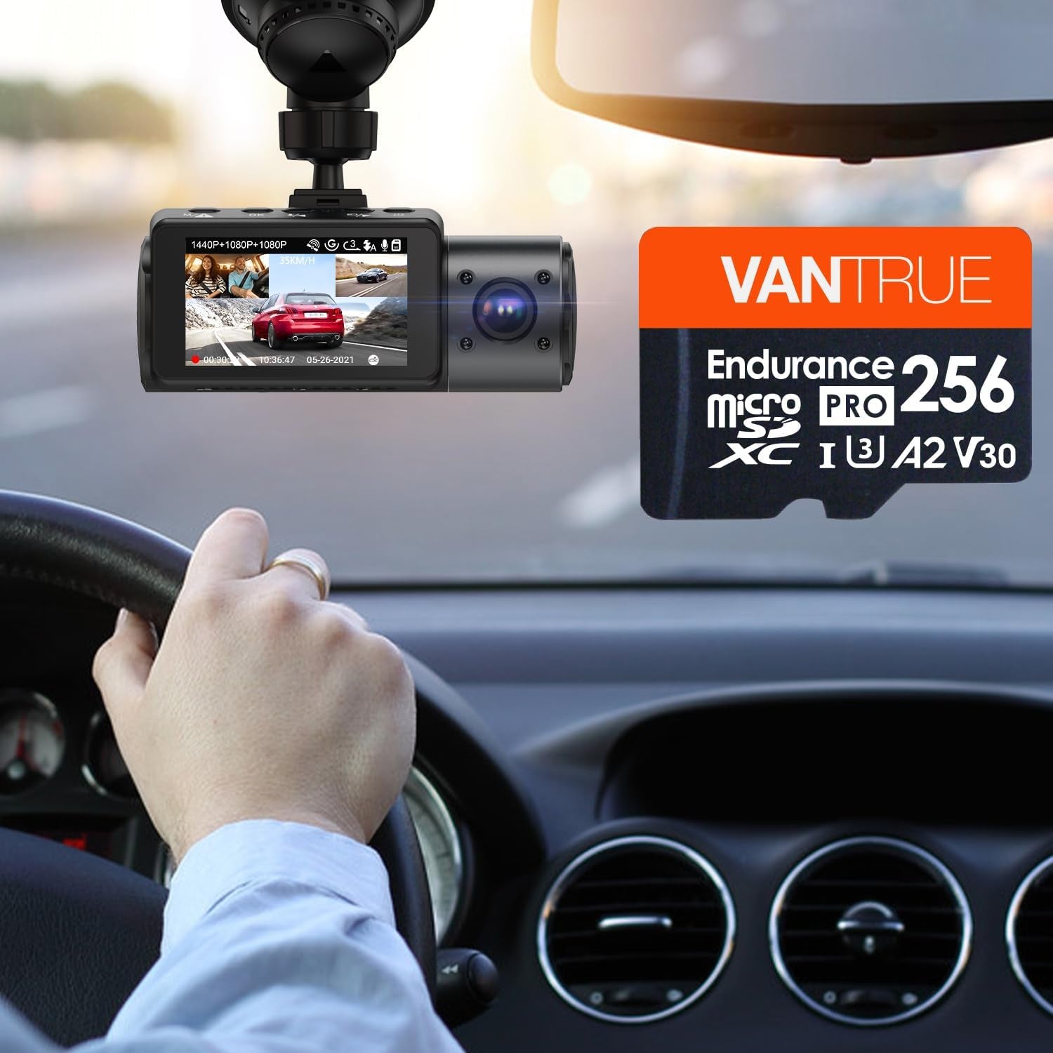 256GB Microsdxc UHS-I U3 4K Memory Card with Adapter for Dash Cams | UHS-I U3, 4K UHD Video, High Speed Transfer, Monitoring Grade, for Dash Cams, Body Cams, Action Cameras, Security Systems