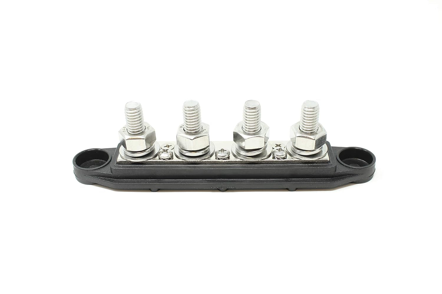 4 Post Power Distribution Block Bus Bar Pair with Cover - Made in the USA - 250 Amp Rating – Marine Bus Bar, Automotive, and Solar Wiring – Battery Terminal Distribution Block - (3/8” Black)