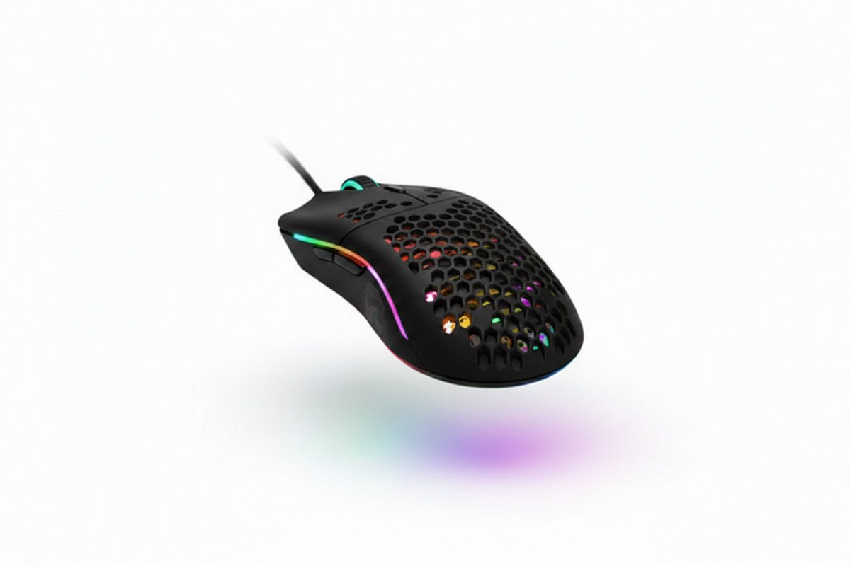 2.4G Wireless Mouse with RGB Backlit 6-Button 3-Speed DPI Type C Rechargeable Ergonomic Honeycomb Design Gaming Mouse