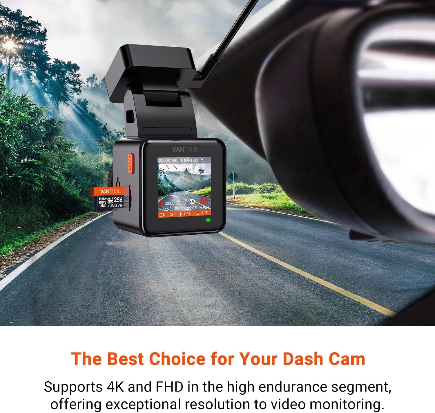 256GB Microsdxc UHS-I U3 4K Memory Card with Adapter for Dash Cams | UHS-I U3, 4K UHD Video, High Speed Transfer, Monitoring Grade, for Dash Cams, Body Cams, Action Cameras, Security Systems